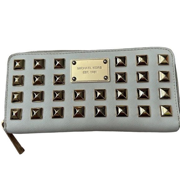 Michael Kors Handbags - Michael Kors White with gold studs long wallet White